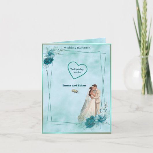 Simple and elegant wedding invitation in Sky Blue 招待状 (正面)