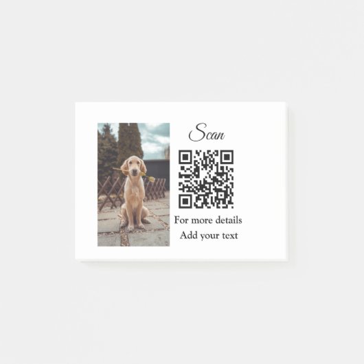Simple animal name details QR code add text photo ポストイット (正面)