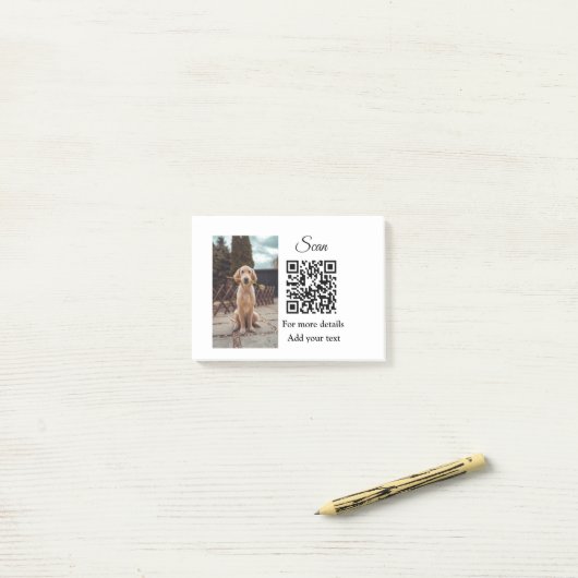 Simple animal name details QR code add text photo ポストイット (デスク上)