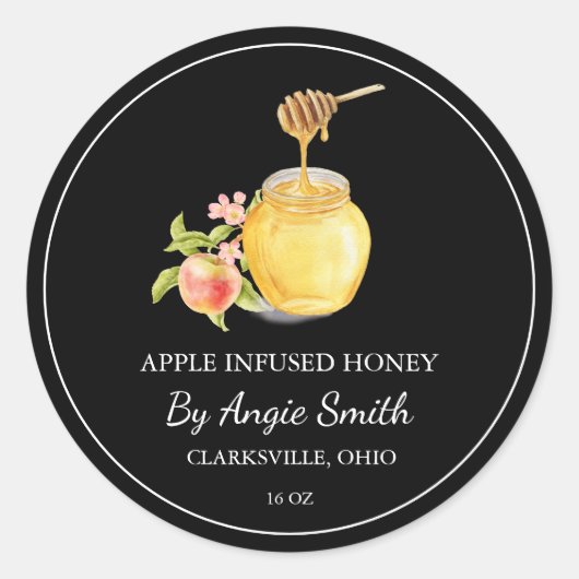 Simple Apple Infused Honey Label ラウンドシール (正面)