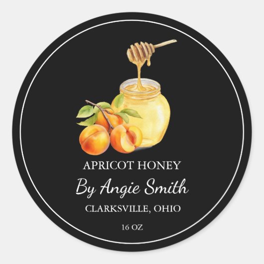 Simple Apricot Infused Honey Label ラウンドシール (正面)