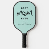 Simple Aqua Cute Script Cute Modern Best Mom Ever ピックルボールラケット (裏面)