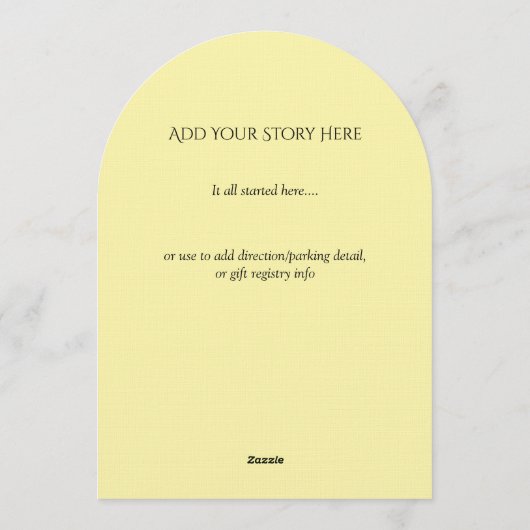 Simple Arched Die-Cut Yellow Floral Wedding 招待状 (裏面)