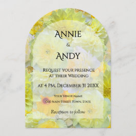 Simple Arched Die-Cut Yellow Floral Wedding 招待状