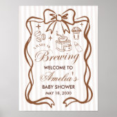 Simple Baby Is Brewing Doodle Coffee Baby Shower ポスター (正面)