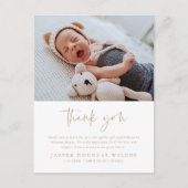 Simple Baby Photo Birth Stats Thank You Card ポストカード (正面)