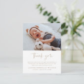 Simple Baby Photo Birth Stats Thank You Card ポストカード (スタンド正面)