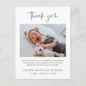 Simple Baby Photo Birth Stats Thank You Card ポストカード (正面)