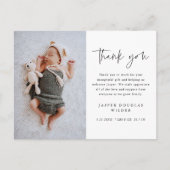 Simple Baby Photo Birth Stats Thank You Postcard ポストカード (正面)