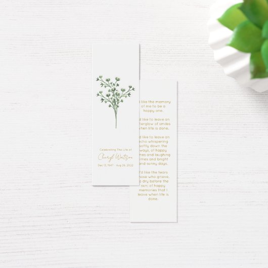 Simple Baby’s Breath Funeral Memorial Bookmark (デスク)