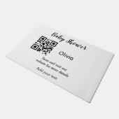 Simple baby shower website barcode QR add name det ドアマット (アングル)