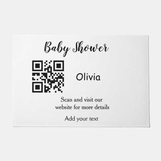Simple baby shower website barcode QR add name det ドアマット (正面)
