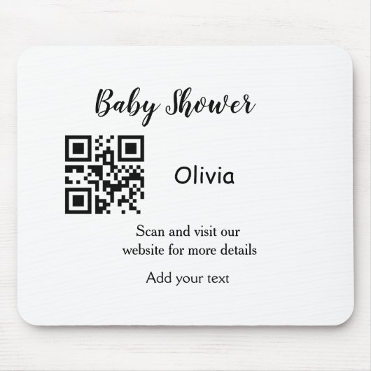 Simple baby shower website barcode QR add name det マウスパッド (正面)