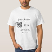 Simple baby shower website barcode QR add name det Tシャツ (正面)