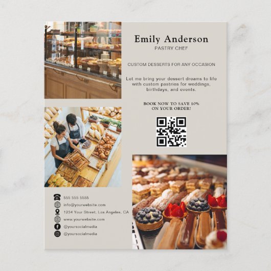 Simple Bakery Flyer | あなたの日を明るくしました チラシ (正面)