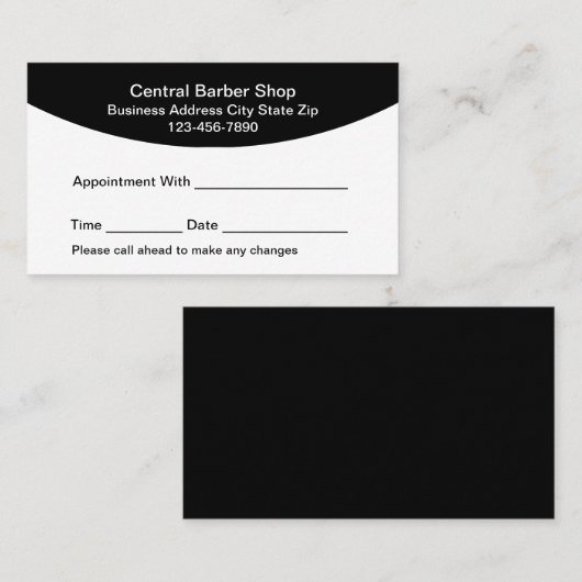 Simple Barber Shop Appointment Cards 予約カード (正面/裏面)