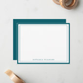 Simple Basic Dark Teal Border Stationery ノートカード (正面/裏面インサイチュ)