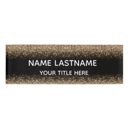 Simple Basic Minimal black &glitter White 名札