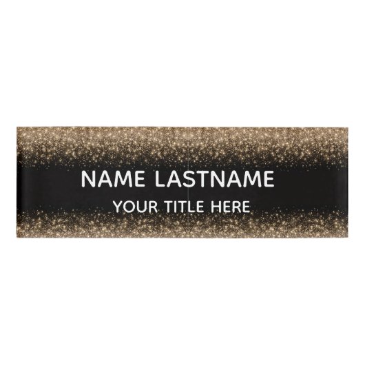 Simple Basic Minimal black &glitter White 名札 (正面)