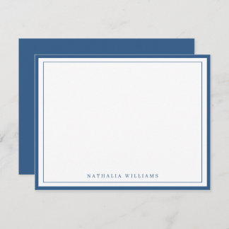 Simple Basic Navy Blue Border Stationery ノートカード