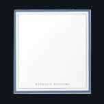 Simple Basic Navy Blue Border Stationery ノートパッド<br><div class="desc">Elevate your correspondence with this simple and elegant navy blue border stationery notepad. Designed for a timeless and sophisticated look, this card features a clean white background framed by a classic navy blue border, making it perfect for personal or professional use. Whether you're writing thank-you notes, personal messages, or business...</div>