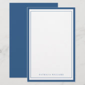 Simple Basic Navy Blue Border Stationery 便箋 (正面/裏面)