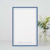 Simple Basic Navy Blue Border Stationery 便箋 (スタンド正面)