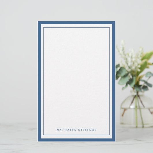 Simple Basic Navy Blue Border Stationery 便箋 (スタンド正面)