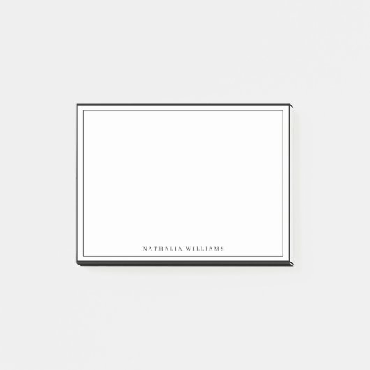 Simple Basic Personalize Black Border Stationery ポストイット (正面)