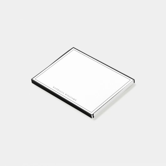 Simple Basic Personalize Black Border Stationery ポストイット (アングル)