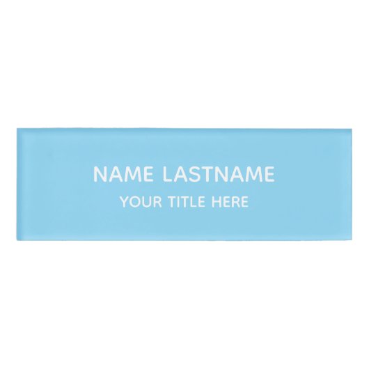 Simple Basic Sky Blue Minimal Modern  名札 (正面)