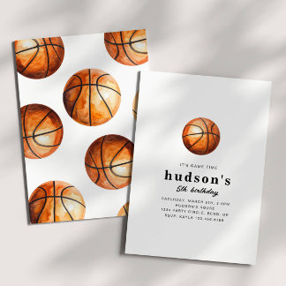 Simple Basketball Birthday Invitation 招待状