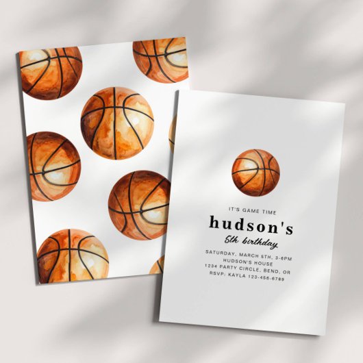 Simple Basketball Birthday Invitation 招待状