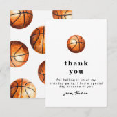 Simple Basketball Party Thank You サンキューカード (正面/裏面)