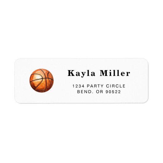 Simple Basketball Return Address Labels ラベル (正面)