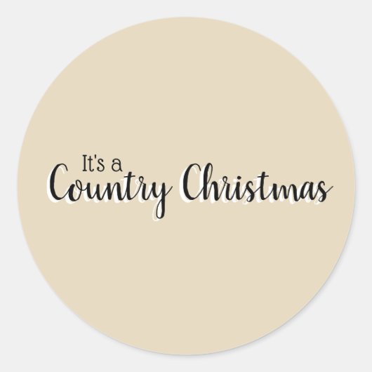 Simple Beige Country Christmas  ラウンドシール (正面)