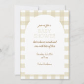 Simple Beige Gingham Baby Shower Invitation 招待状 (正面)