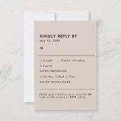 Simple Beige Meal Choice Wedding RSVP Card (正面)