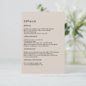 Simple Beige Wedding Details  エンクロージャーカード (スタンド正面)