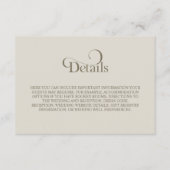Simple Beige Wedding Details エンクロージャーカード (正面)