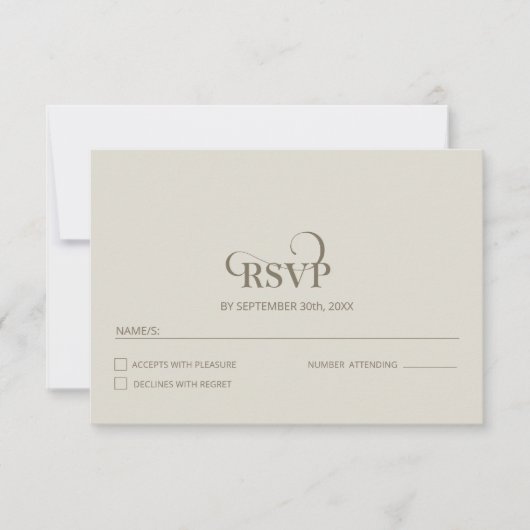 Simple Beige Wedding RSVP (正面)