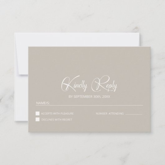 Simple Beige Wedding RSVP (正面)