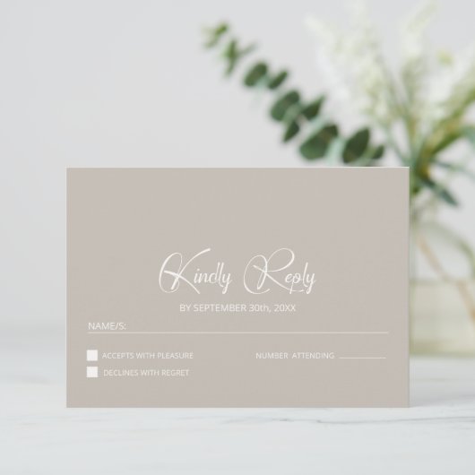 Simple Beige Wedding RSVP (スタンド正面)