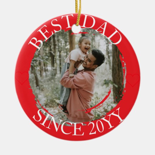 Simple Best Dad Merry Christmas セラミックオーナメント (正面)
