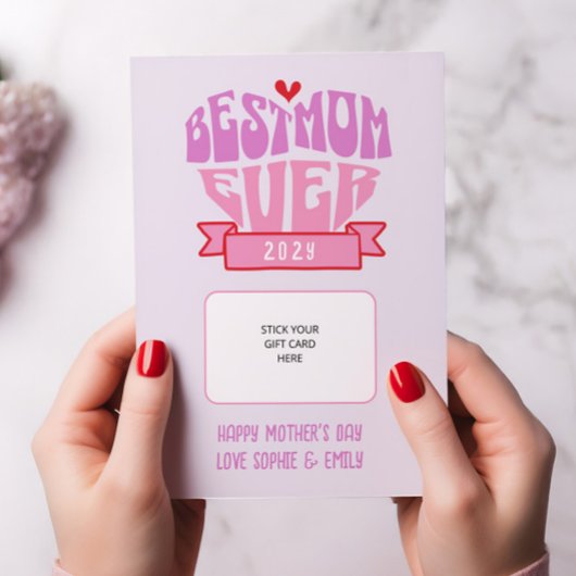 Simple Best Mom Ever Retro Pastel Gift Card Holder 招待状