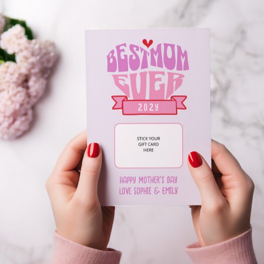 Simple Best Mom Ever Retro Pastel Gift Card Holder 招待状