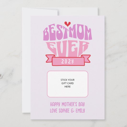 Simple Best Mom Ever Retro Pastel Gift Card Holder 招待状 (正面)