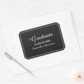 Simple Black エレガント Graduation Stickers 長方形シール (封筒)