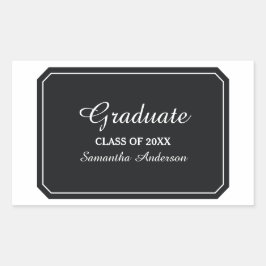 Simple Black エレガント Graduation Stickers 長方形シール