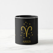 Simple Black and Gold Aries Zodiac Coffee マグカップ (中央)